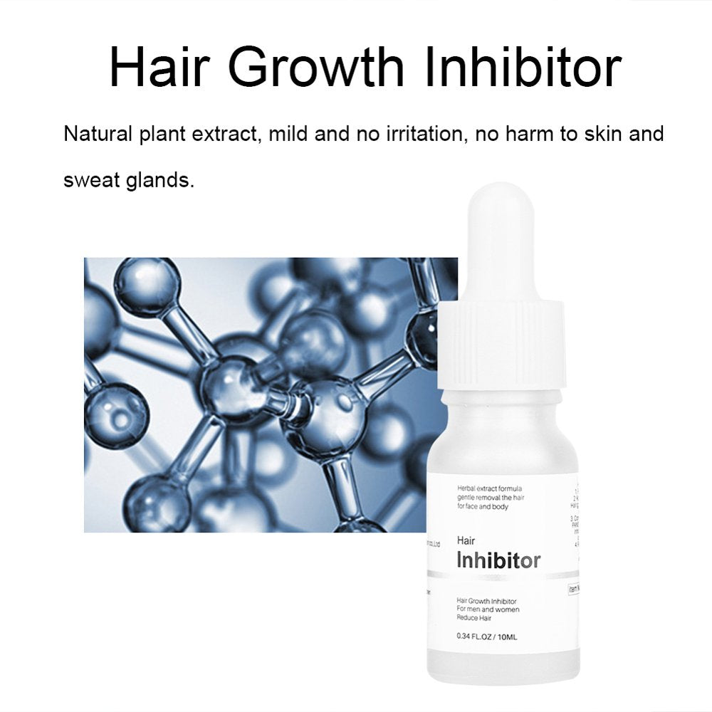 Hair Growth Inhibitor Serum, Permanent Hair Removal, 10Ml No Irritation Safe Mild Easy to Use Face for Arms Legs Back