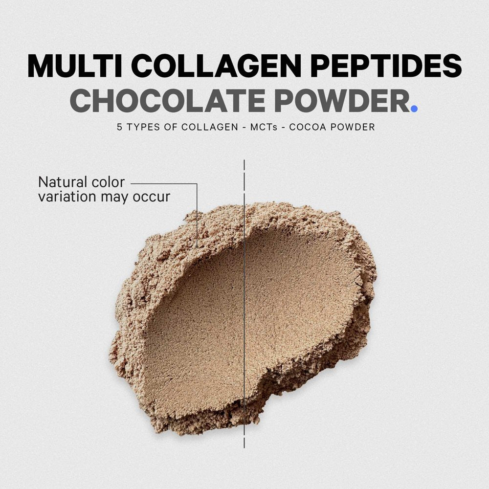 Multi Collagen Peptides Protein Powder, Chocolate Cocoa, MCT Oil, Amino Acids, Hydrolyzed, 18.16 Oz