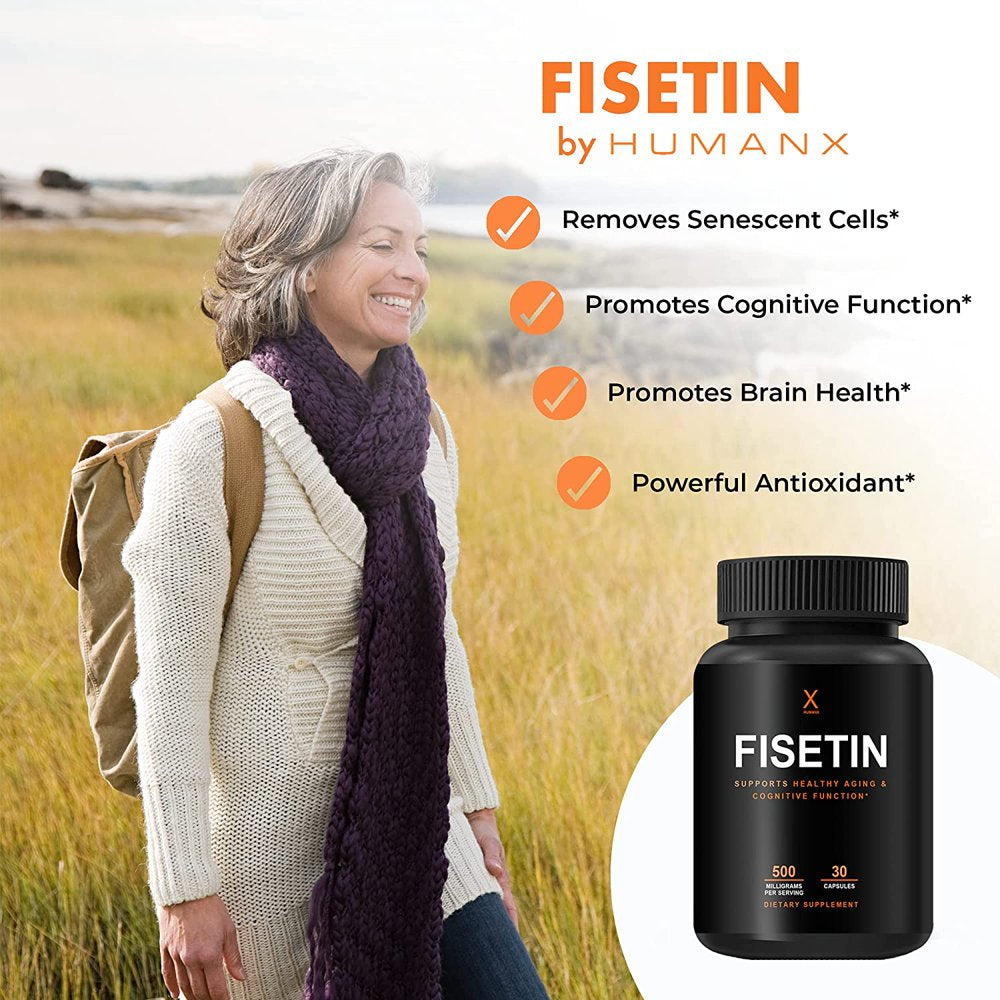 Fisetin 500Mg - Fisetin Supplement (Similar to Apigenin, Luteolin, Quercetin) Senolytic Activator - Sirtuin Activator - Bioflavonoid Polyphenols - Non-Gmo, Vegan, Lactose Free, Soy Free - by