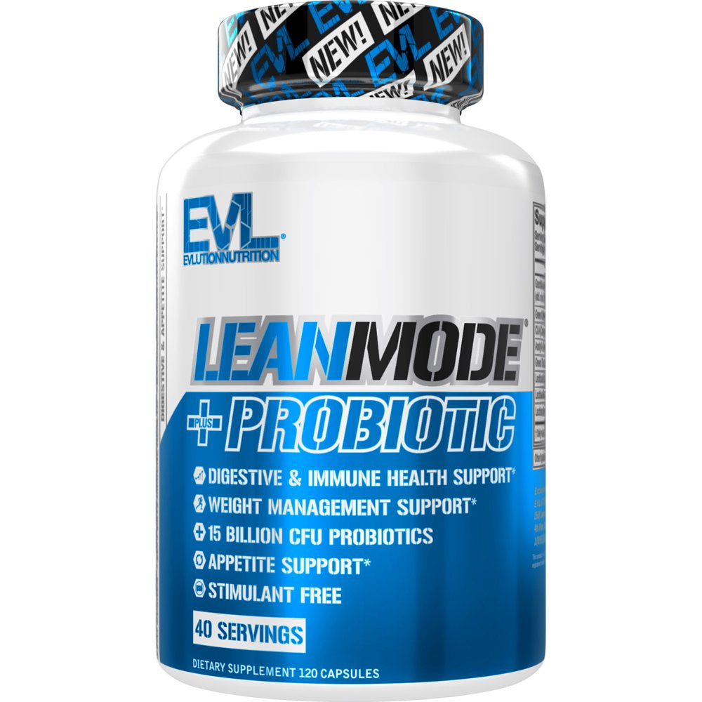 Fat Burner + Probiotic Supplement - EVL Lean Mode Stimulant-Free Diet Supplement with Green Coffee Bean, L-Carnitine, CLA, Green Tea Extract & Garcinia Cambogia (50 Servings) - Weight Loss Pills