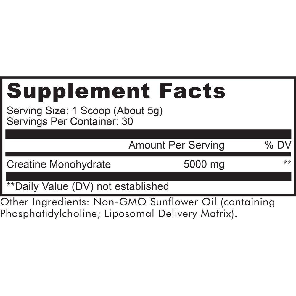 Liposomal Creatine Monohydrate Powder Supplement, Unflavored, 1-Month Supply, 30 Servings