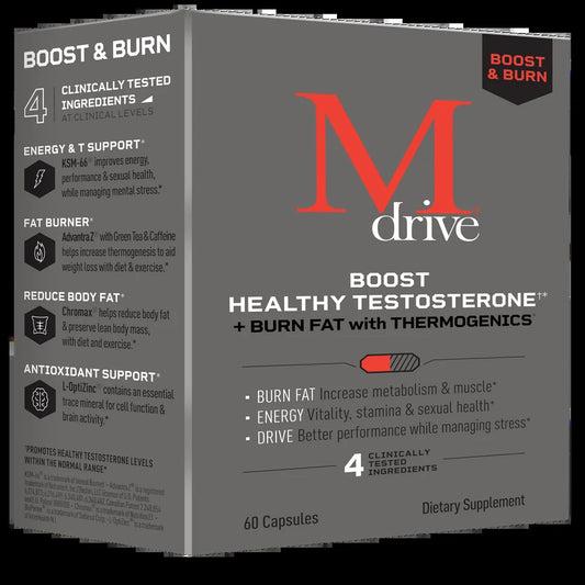 Boost and Burn Testosterone Booster and Fat Burner for Men, Natural Energy, Strength, Stress Relief, Lean Muscle with Zinc, KSM-66 Ashwagandha, Cordyceps, Advantra Z, Chromax, 60 Capsules