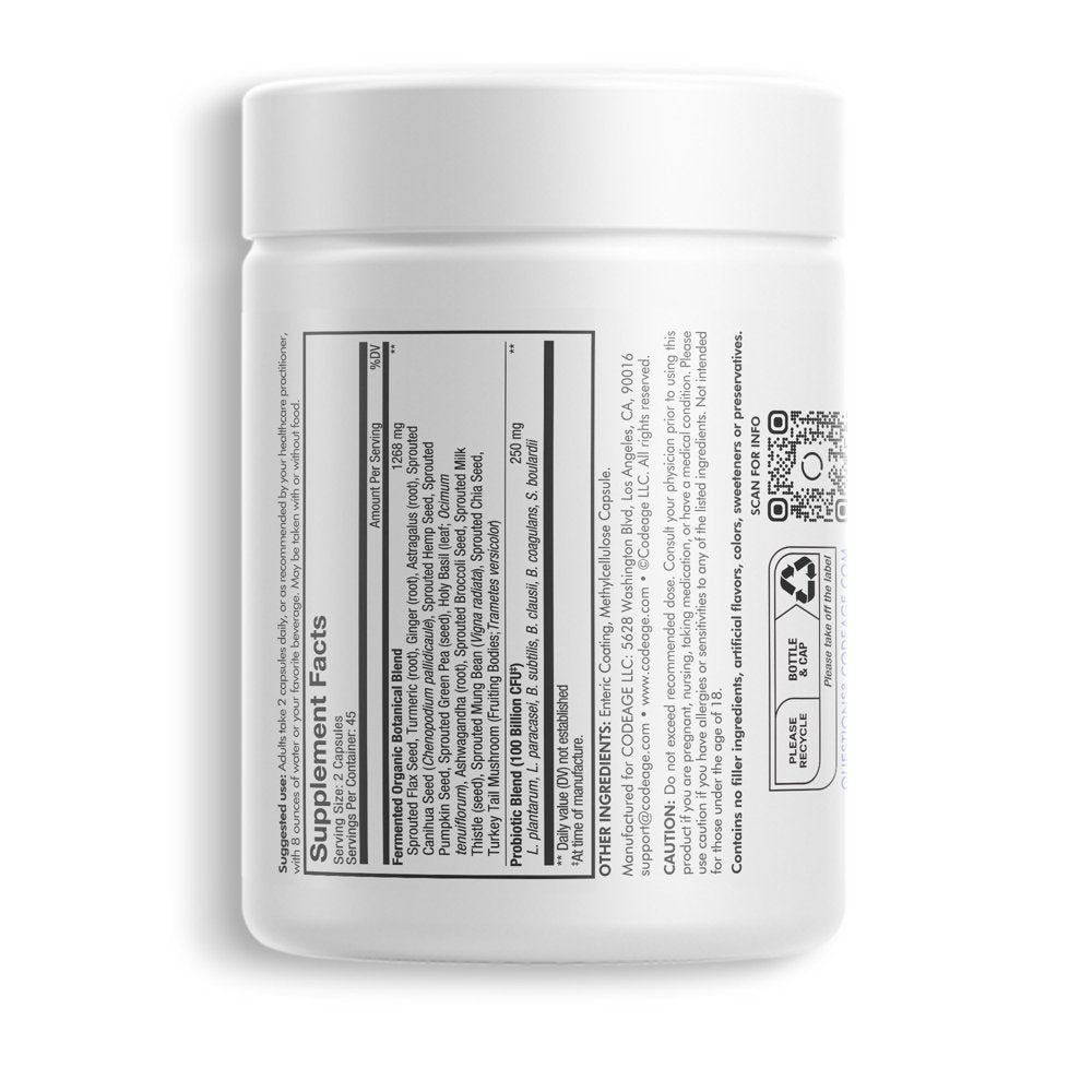 SBO Probiotics 100 Billion CFU, Soil-Based Organisms, Prebiotic, Organic Fermented Botanicals, 90 Ct