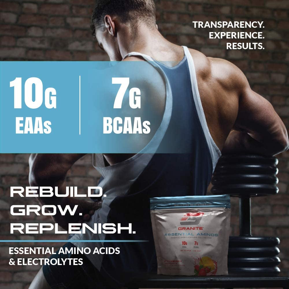 Granite® Essential Amino Acids + Branched Chain Amino Acids + Electrolytes (Green Apple) | 10G Eaas + 7G Bcaas | Supports Muscle Growth | Soy Free + Gluten Free + Vegan | Made in USA