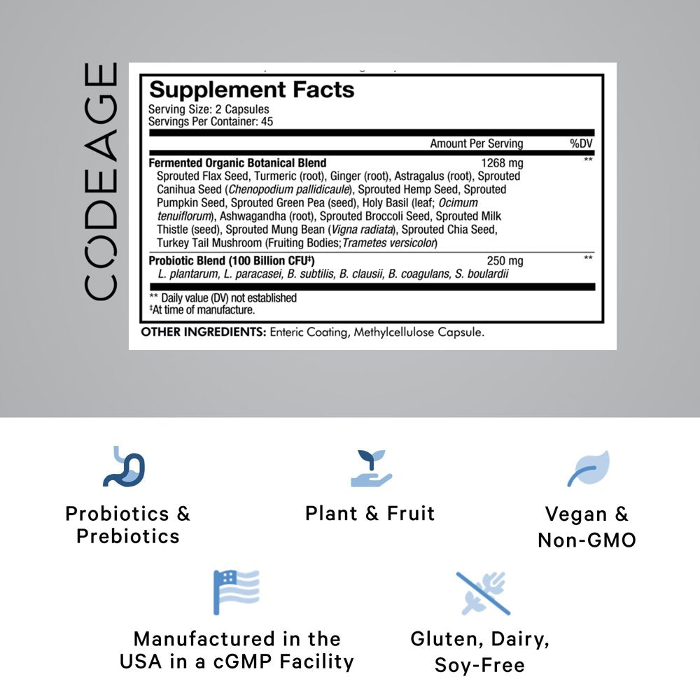 SBO Probiotics 100 Billion CFU, Soil-Based Organisms, Prebiotic, Organic Fermented Botanicals, 90 Ct