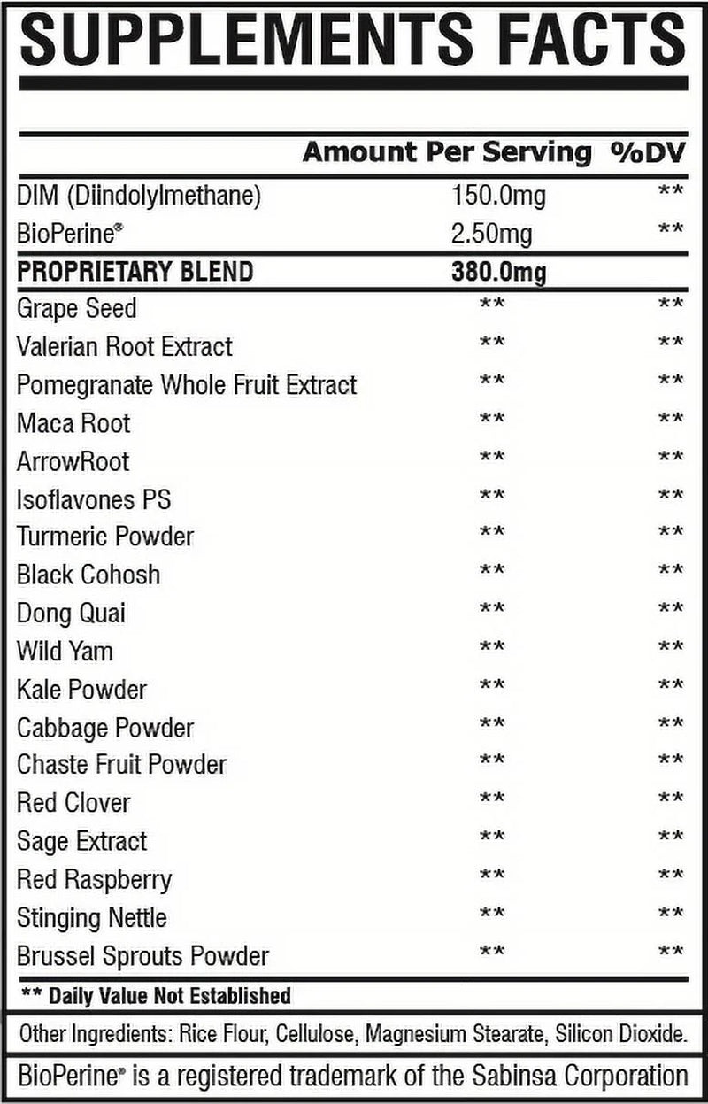 Dim with Estrogen Balance Diet Pills, Weight Loss, Fat Burner Supplement 60 Capsules