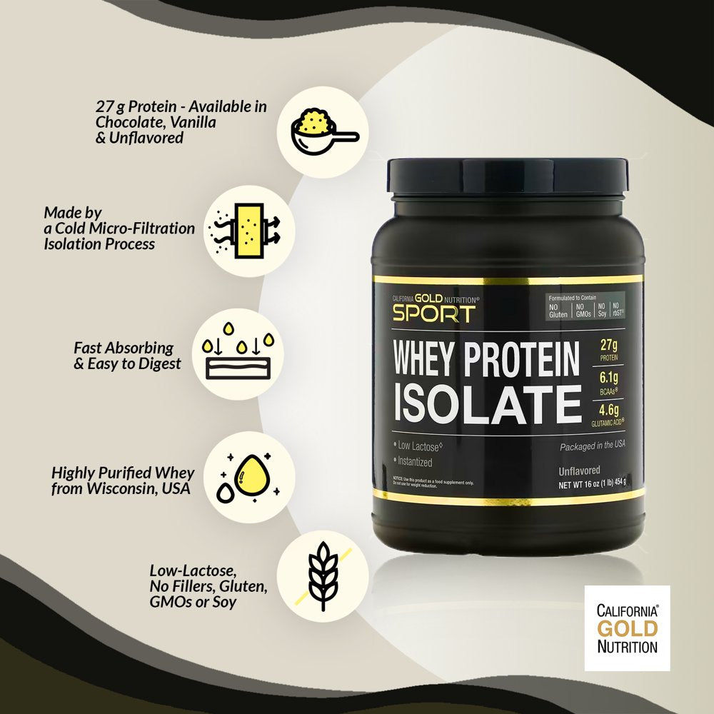 100% Whey Protein Isolate, Very Vanilla Flavor, 2 Lbs (907 G)