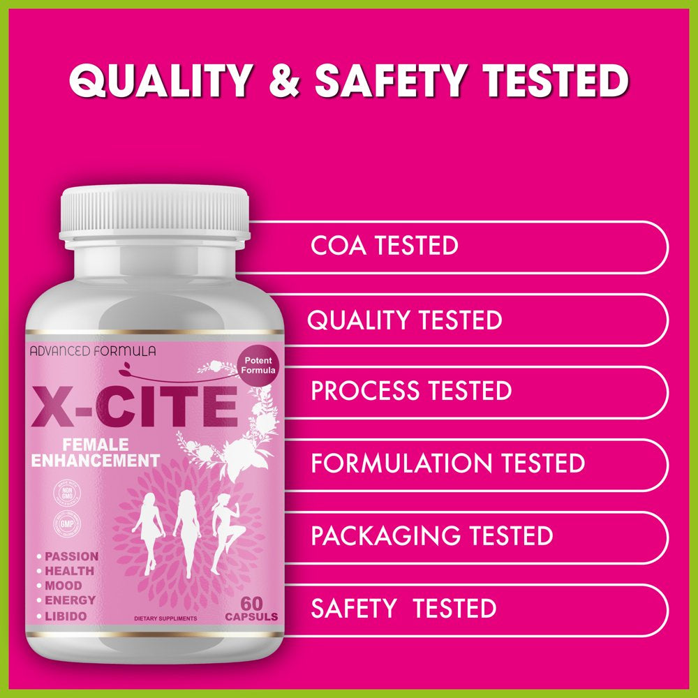 X-Cite Natural Female Health & Vitality Booster Supplement Pills - Powerful Enhancement of Energy, Hormone Balance Complex for Women with Maca Root by