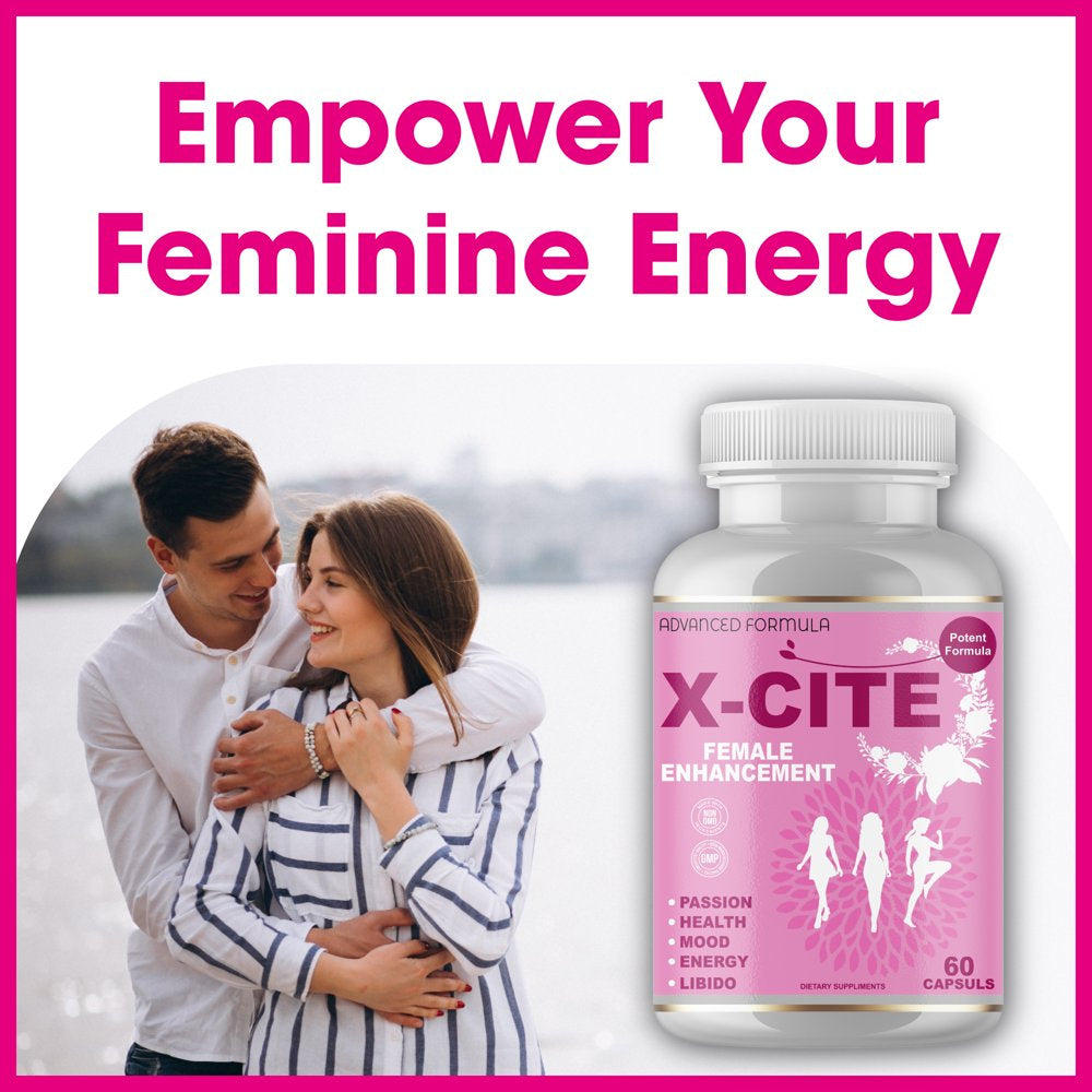 X-Cite Natural Female Health & Vitality Booster Supplement Pills - Powerful Enhancement of Energy, Hormone Balance Complex for Women with Maca Root by