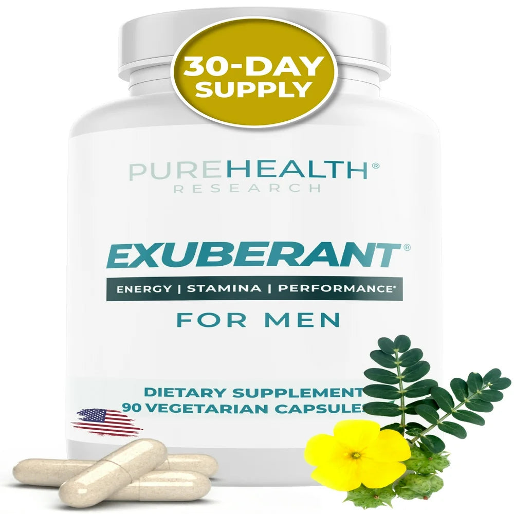 Exuberant Testosterone Booster for Men, Support Testo Level, Increase Energy, Promote Muscles, Bones and Mood by