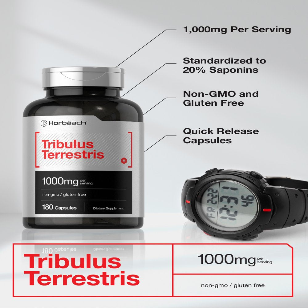 Tribulus Terrestris for Men and Women | 1000Mg | 180 Capsules | by