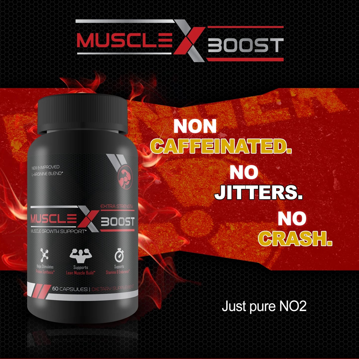 Muscle X Boost - Premium L-Arginine Formula - Extra Strength Muscle Growth Support - Nitric Oxide Booster-Build Lean Muscle - Stimulates Protein Synthesis - Boost Endurance