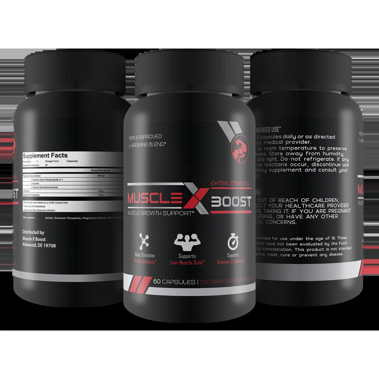 Muscle X Boost - Premium L-Arginine Formula - Extra Strength Muscle Growth Support - Nitric Oxide Booster-Build Lean Muscle - Stimulates Protein Synthesis - Boost Endurance