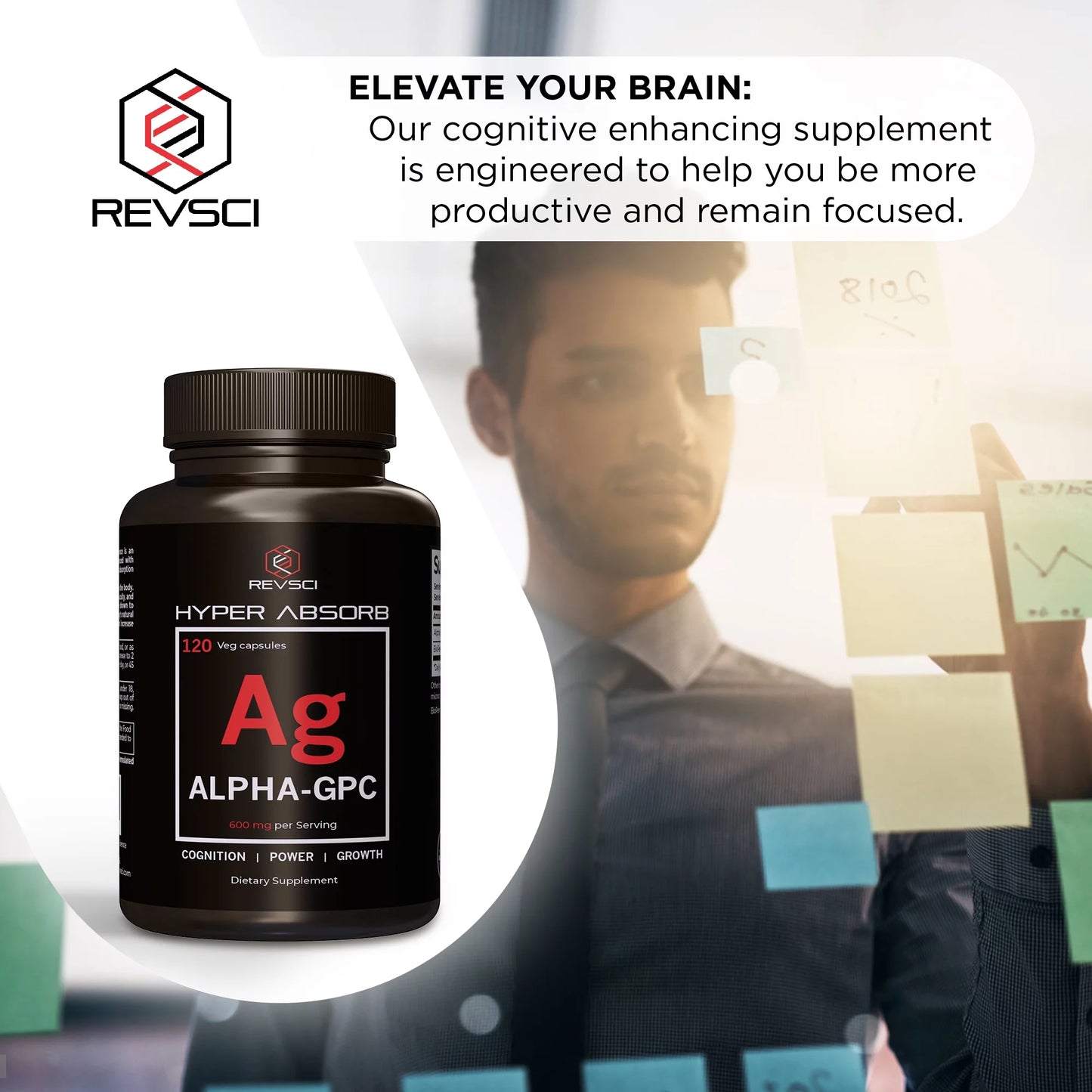 Alpha GPC Choline Supplements - 120 Hyper Absorb Capsules - Nootropics Brain Support Supplement