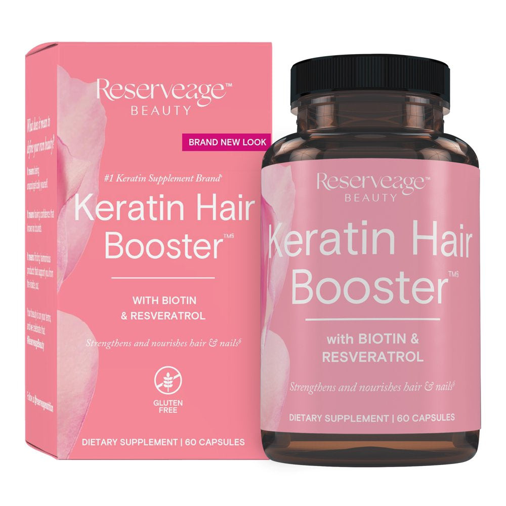 , Keratin Hair Booster, Hair and Nails Supplement, Supports Healthy Thickness and Shine with Biotin, 60 Capsules (30 Servings)