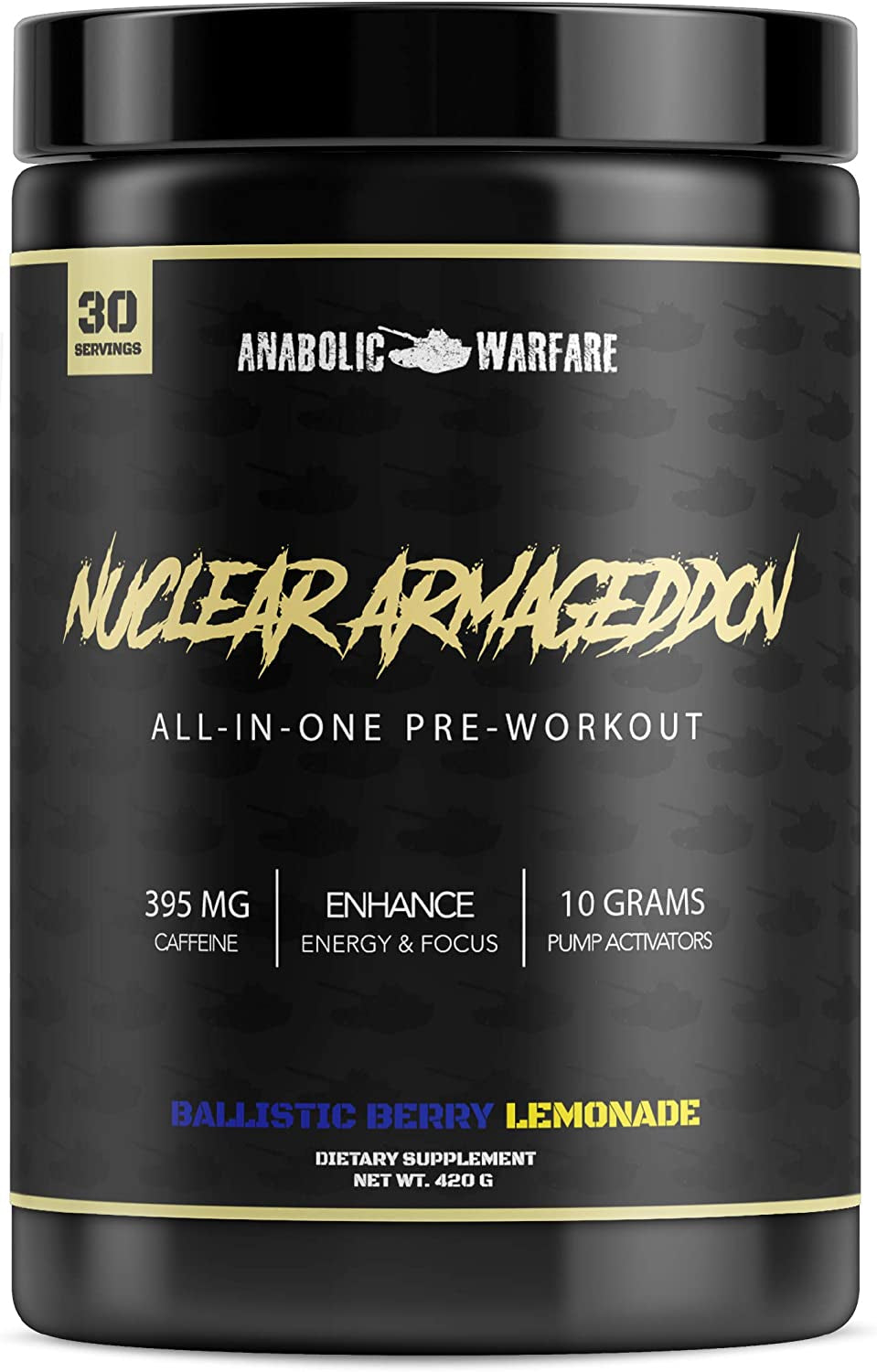 Nuclear Armageddon Pre Workout Powder Pre-Workout for Men & Women with L-Citrulline, Beta Alanine Powder and Caffeine (Ballistic Berry Lemonade - 30 Servings)