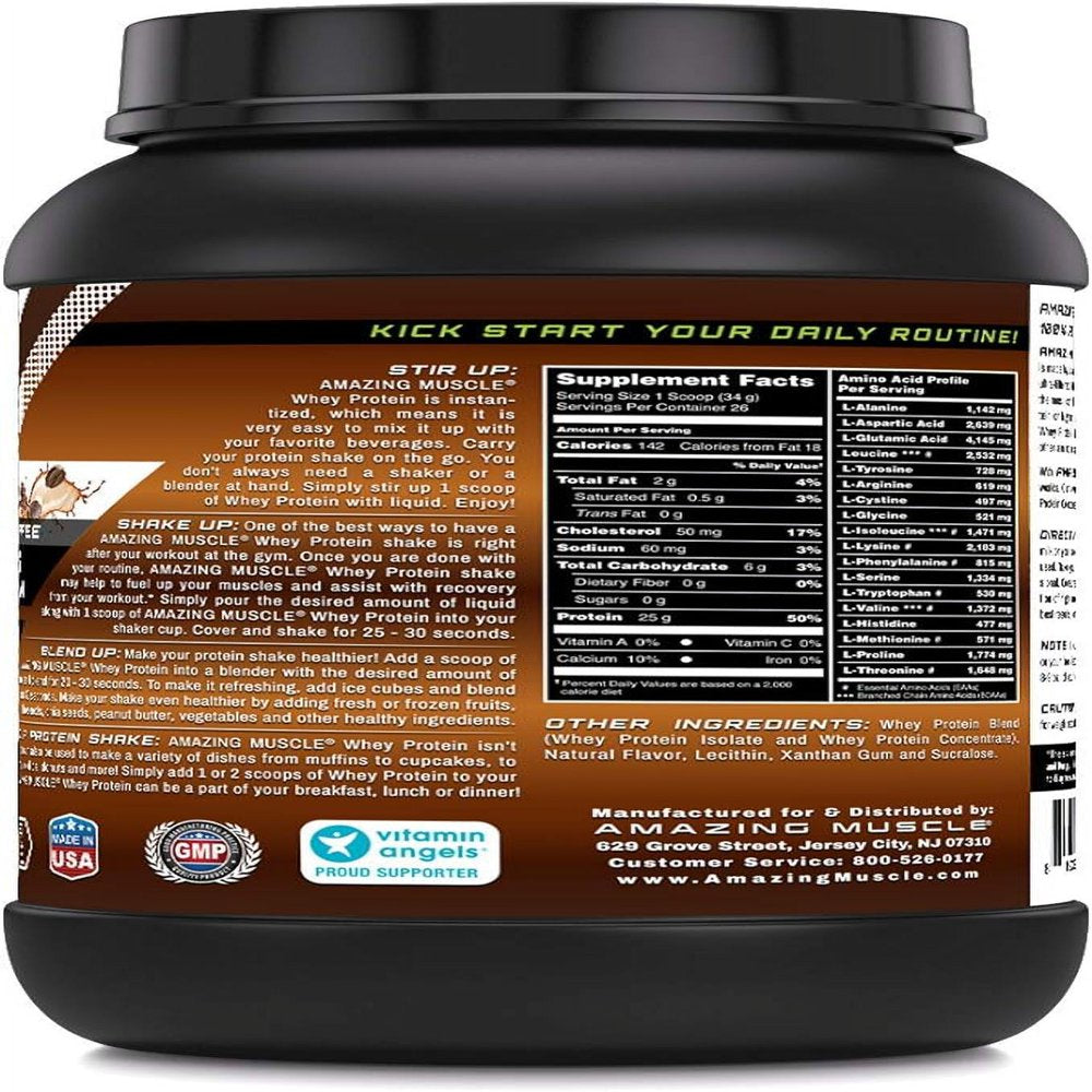 100% Whey Protein Powder *Advanced Formula with Whey Protein Isolate along with Ultra Filtered Whey Protein Concentrate - Coffee Flavor, 2 Lb