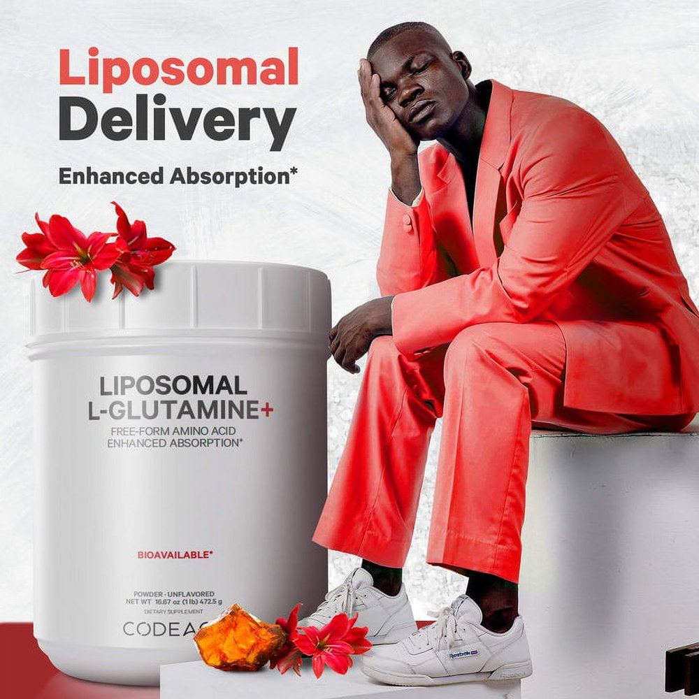 Liposomal L-Glutamine Powder 5000Mg, Free-Form Amino Acid, Performance Muscles Support, 1Lb