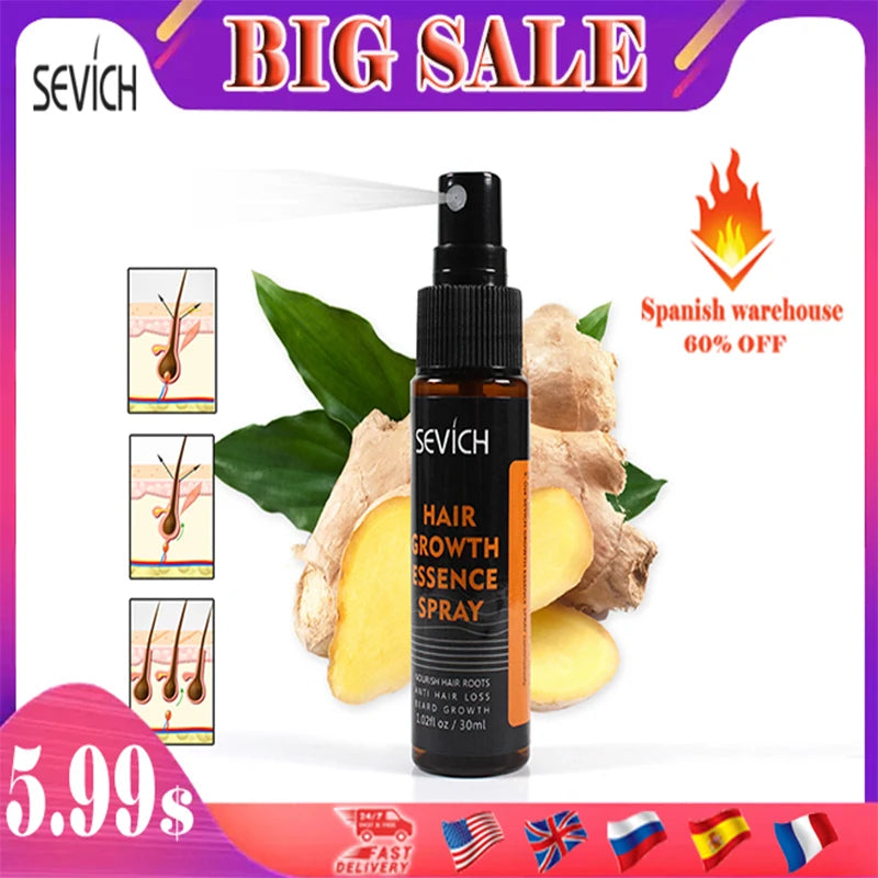 Ginger Hair Growth Spray 50Ml Hair Loss Prevention Repair Spray Turmeric Hair Grow Hair Essential Oil Hair Loss Product