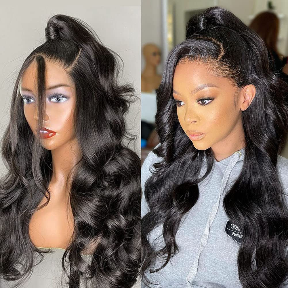 HD Body Wave Human Hair Lace Front Wigs Pre Plucked 180% Density Brazilian Virgin 4X4 Lace Closure Wigs Human Hair Natural Hairline Wigs for Black Women