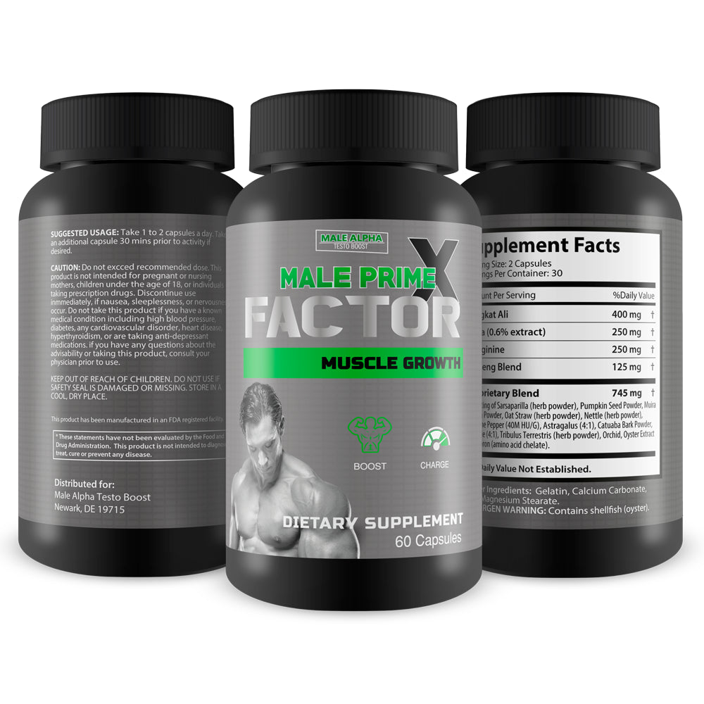 Male Prime X Factor by  - Muscle Growth Supplement - Boost Strength & Stamina - Supports Muscle Gain, Muscle Recovery, Muscle Health, Muscle Pump