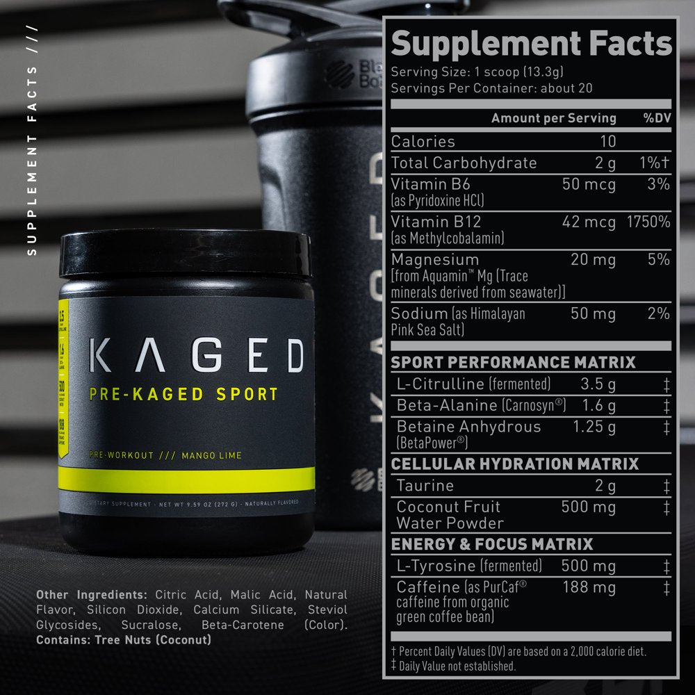 Pre-Kaged Sport Pre-Workout: Energy, Focus, Hydration, Endurance