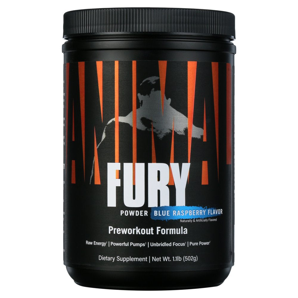 Animal Fury, Pre Workout Powder Supplement for Energy and Focus, Blue Raspberry, 30 Servings