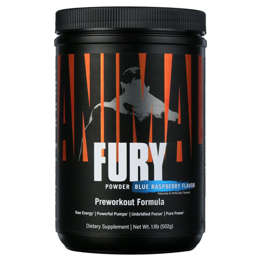 Animal Fury, Pre Workout Powder Supplement for Energy and Focus, Blue Raspberry, 30 Servings