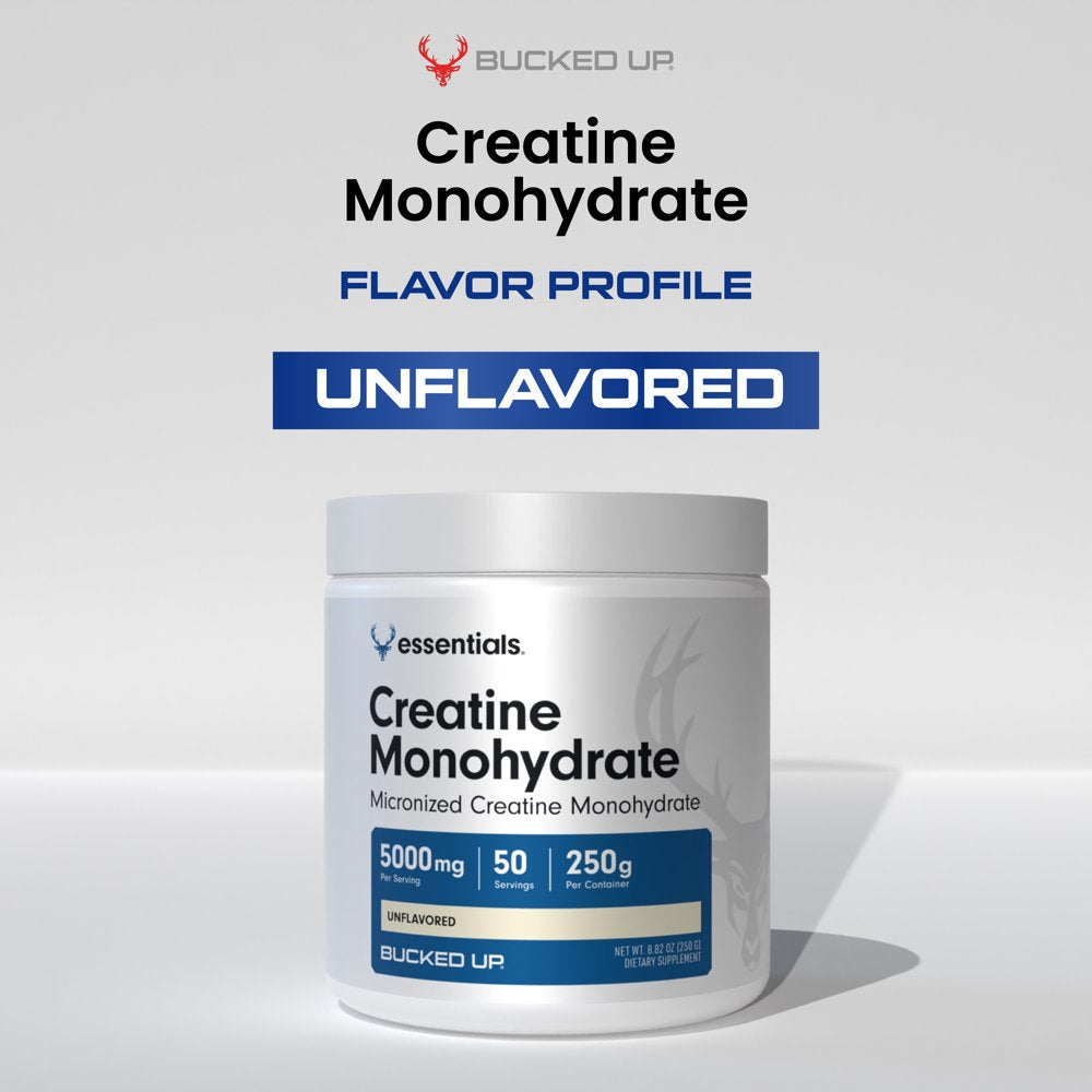 Essentials Creatine Monohydrate, Enhances Muscle Performance, Unflavored, 50 Servings