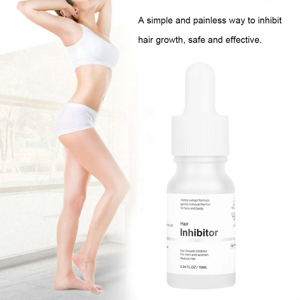 Hair Growth Inhibitor Serum, Permanent Hair Removal, 10Ml No Irritation Safe Mild Easy to Use Face for Arms Legs Back