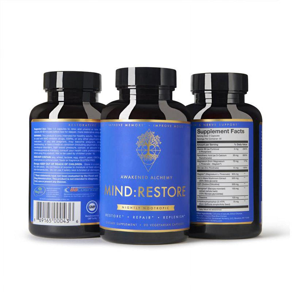 Mind: Restore Nightly Nootropic, 24 Vegetarian Capsules *EN