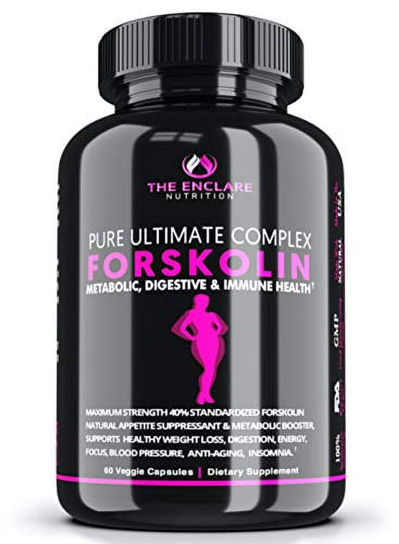 Forskolin Supplement for Weight Loss, Appetite Suppressant for Women and Men, 300 Mg Pure Forskohili Extract, Belly Fat Burner, Dietary Supplements, Vegan, 60 Ct. - Enclare Nutrition Forskolin Pills