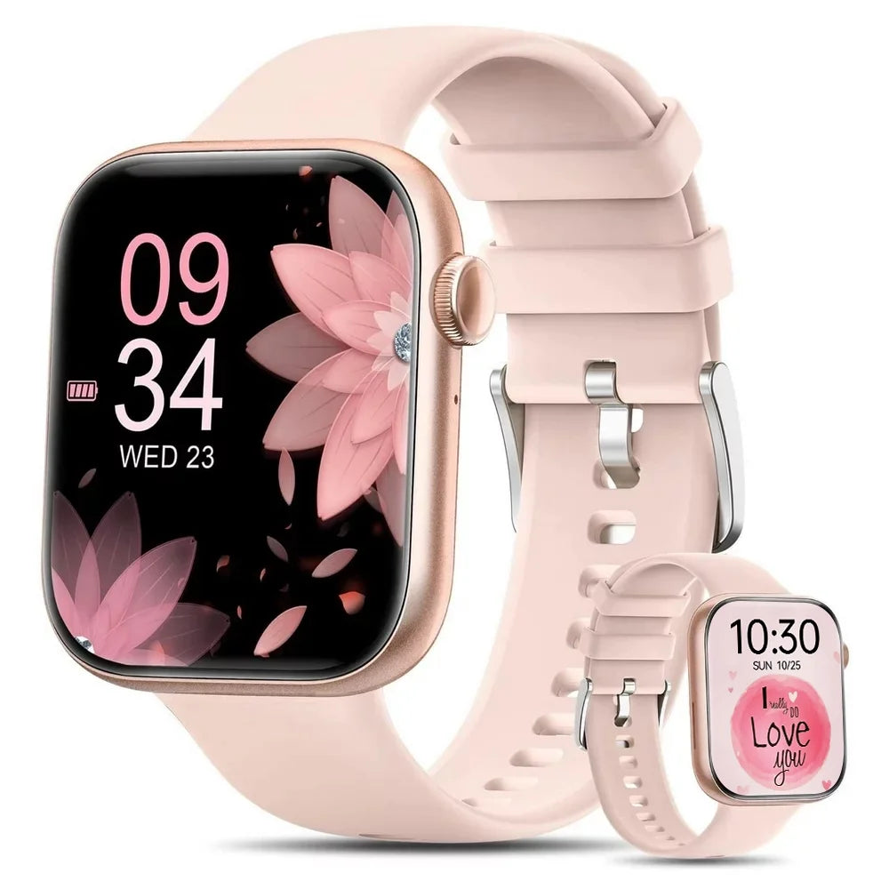 Women'S Smart Watch, 1.85 Inch Wireless Smart Watch for Android Iphone, IP67 Waterproof Outdoor Fitness Tracker with AI Voice/Message Reminder (Pink)