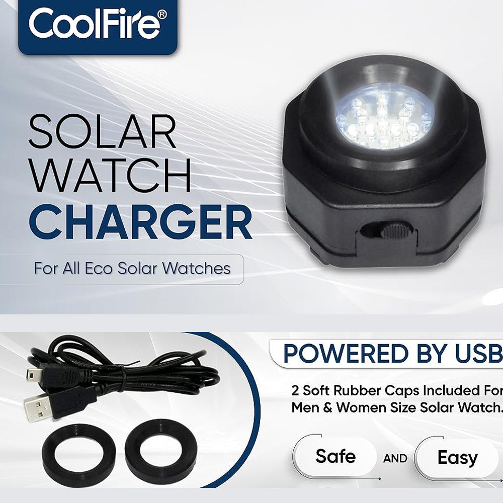 Coolfire Solar Watch Fast Charger for All Eco Solar Watches Reloj Hombre Solar Pad Power Smart Watch Portable Battery Charger Automatic - Model 1046