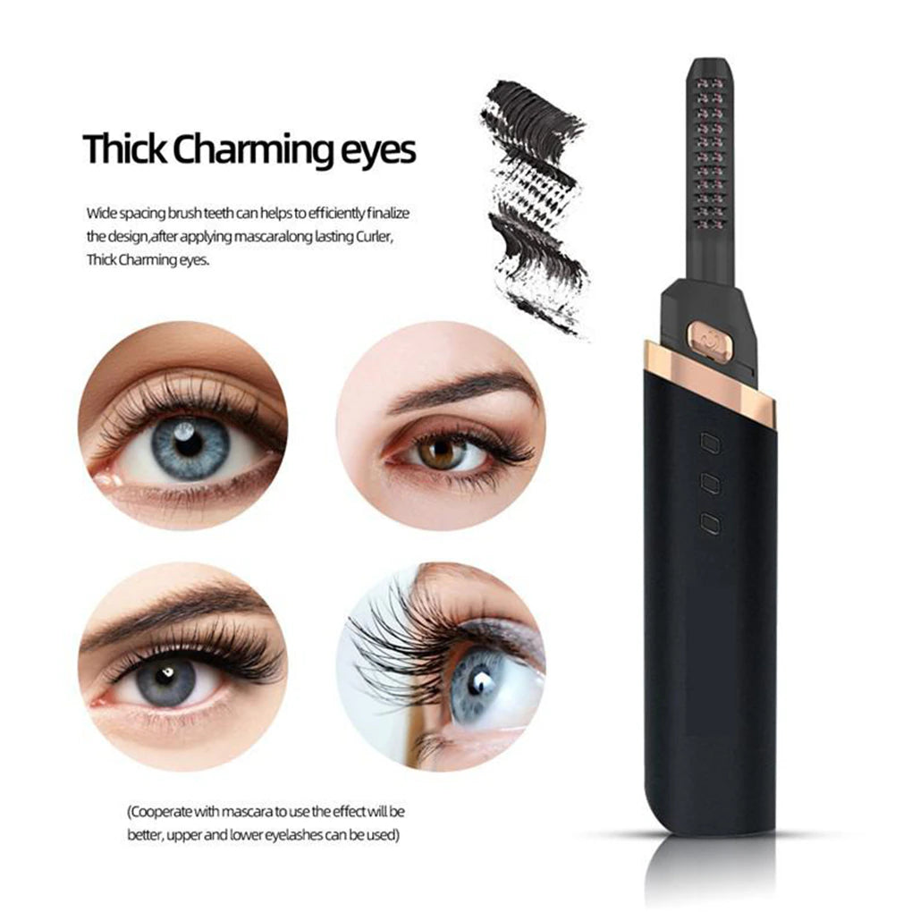 Electric Heated Eyelash Curler USB Rechargeable Eyelashes Curler 3 Mode Quick Heating Natural Eyelash Curler Long Lasting Makeup