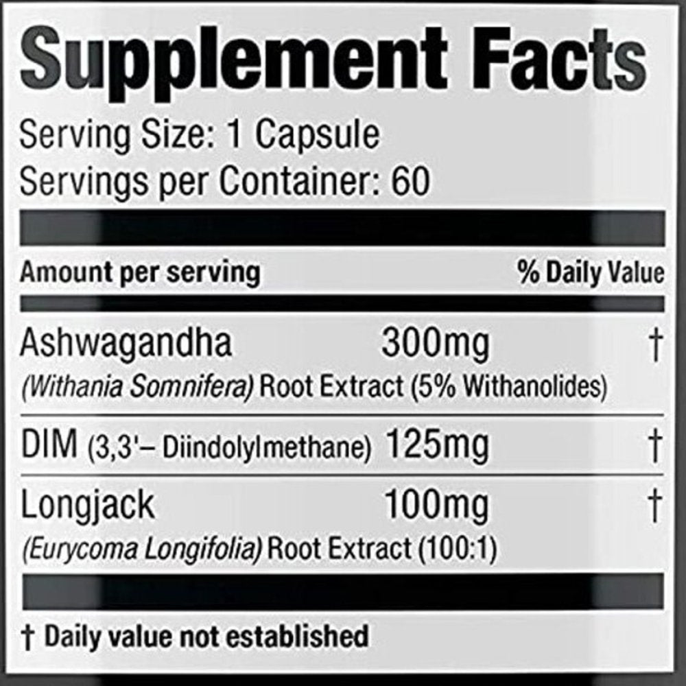 Jack T Hardcore Testosterone Booster Supplement with Longjack, Ashwagandha for Men, 60 Capsules