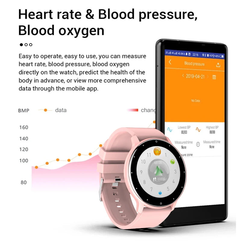 2021 New Women Smart Watch Men Real-Time Activity Tracker Heart Rate Monitor Sports Ladies Smart Watch Men for Android IOS