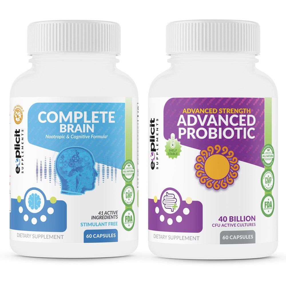 Completebrain – Powerful Nootropic and Brain Supplement and Advanced Probiotics – 40 Billion CFU Active Cultures – Nootropic Neuro Stack