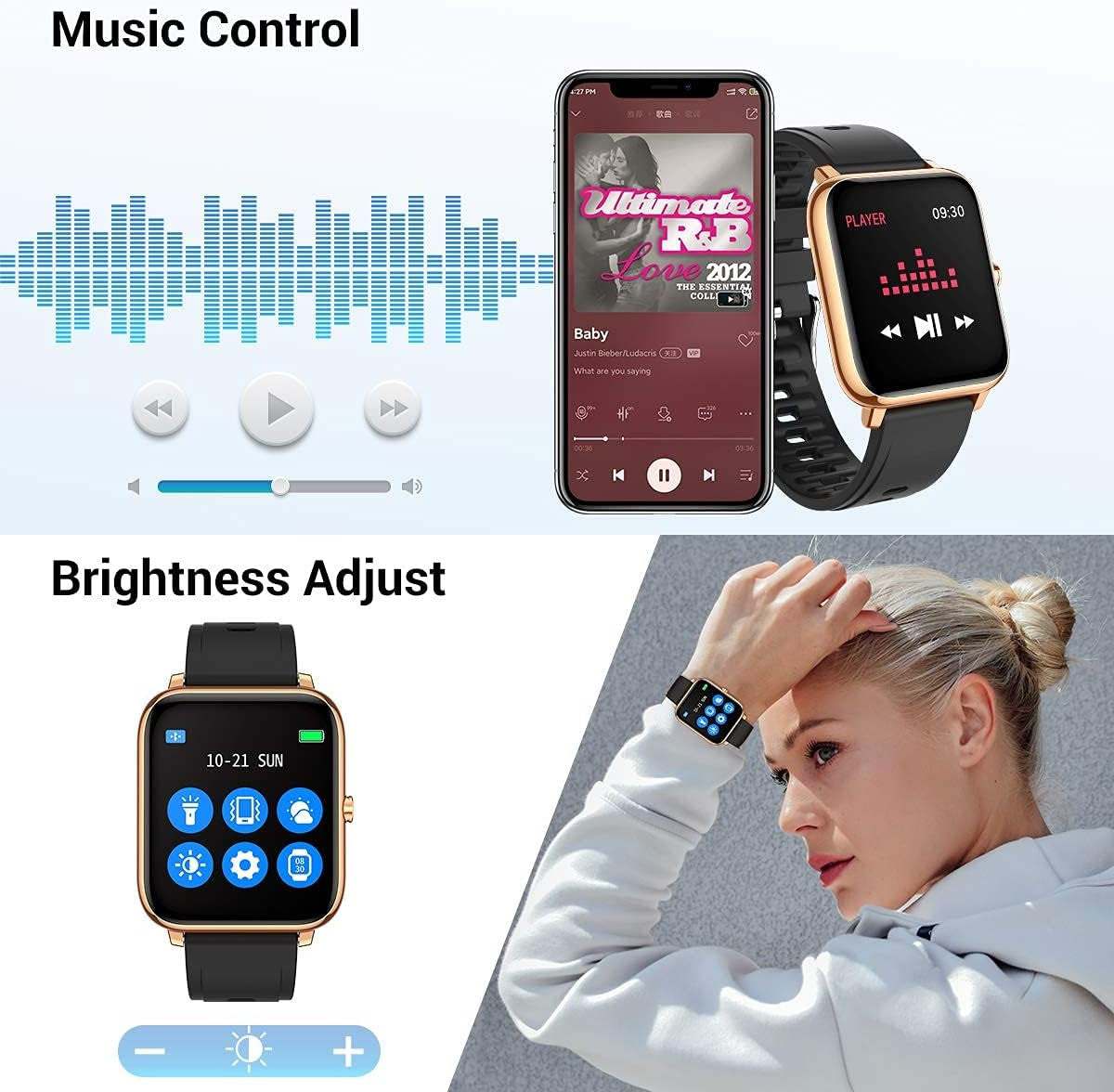 Smart Watch for Android Phones Ios Waterproof Smart Watches for Women Men Sports Digital Watch Fitness Tracker Heart Rate Blood Oxygen Sleep Monitor Touch Screen Compatible Samsung Iphone