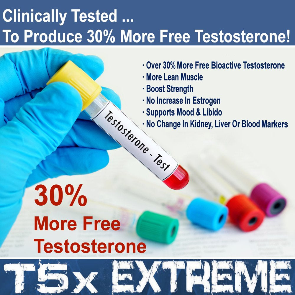 T5X Extreme Testosterone Booster for Men and Sexual Potency Increase Testosterone 30% One Bottle 180 Capsules