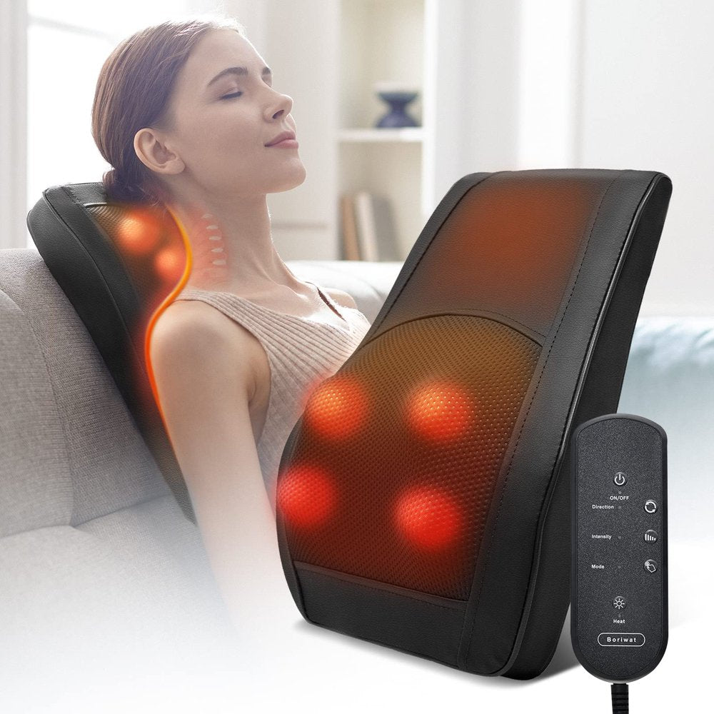 Back Massager with Heat Shiatsu Back and Neck Massager for Muscle Pain Relief and Relaxation 3D Kneading Massage Pillow for Neck and Back, Shoulder, Leg, Ideal Gift for Stress Relief