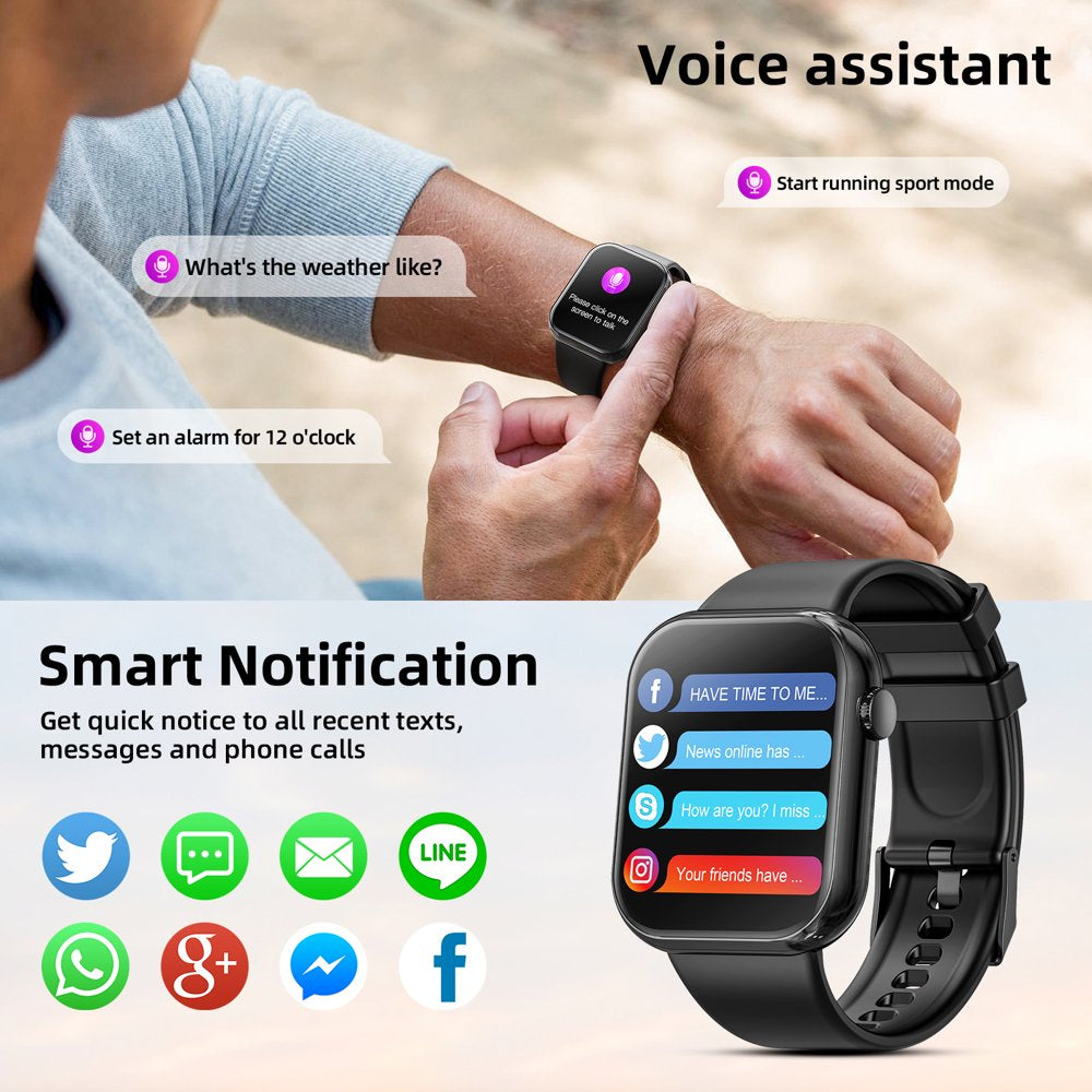 Smart Watch Answer/Make a Call Bluetooth Smart Watch for IOS Android Men'S and Women'S Watch Black