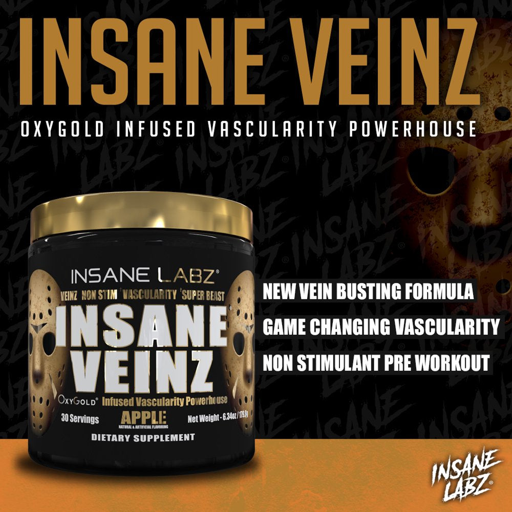 Insane Veinz GOLD, Non Stim Nitric Oxide Boosting Pre Workout, Grape