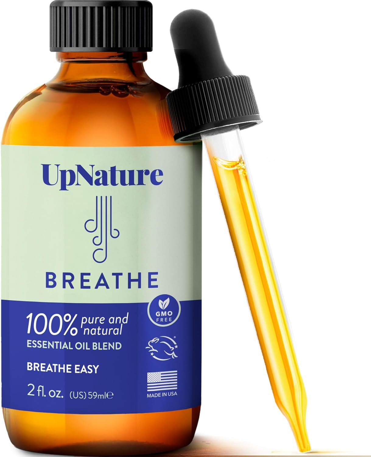 Breathe Essential Oil Blend 2 OZ Breathe Easy for Allergy, Sinus, Cough and Congestion Relief - Therapeutic Grade, Undiluted, Non-Gmo, Aromatherapy with Dropper