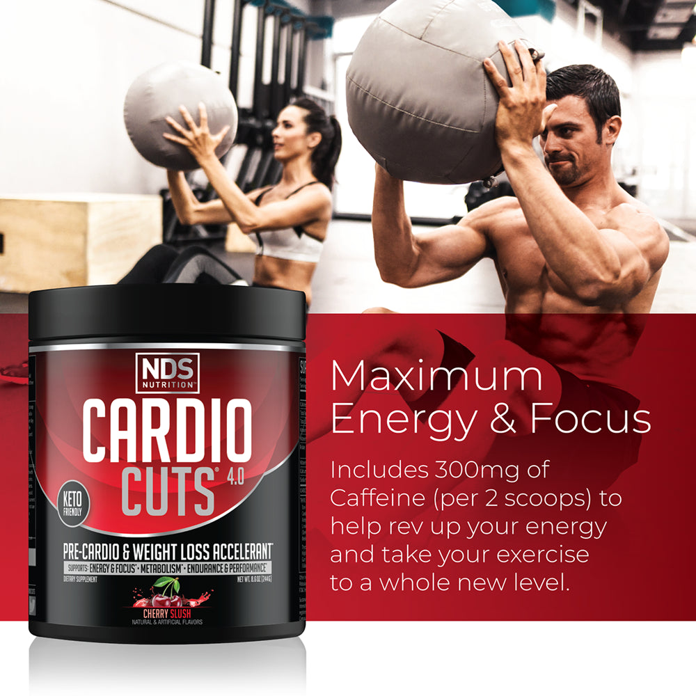 Cardio Cuts 4.0 Pre Workout Supplement - Advanced Weight Loss and Pre Cardio Formula with L-Carnitine, CLA, Mcts, L-Glutamine, and Safflower Oil - Cherry Slsuh (40 Servings)