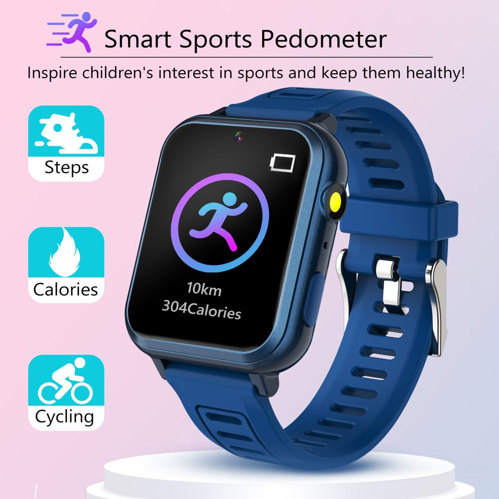 Smart Watch for Kids, Kids Smart Watch with Multifunctions 24 Puzzle-Games Camera Music Vedio Pedometer Record,Birthday Gift for Age 3-12 Boys Girls,Sapphire-Blue