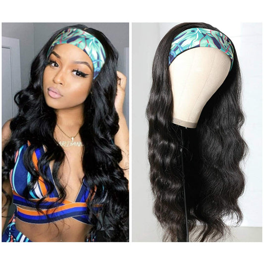 Headband Wigs for Black Women Body Wave Headband Wig Human Hair Wigs Brazilian Virgin Hair Wear and Go Glueless Wigs Human Hair Headband Wig 150% Density (18" Headband Wigs)