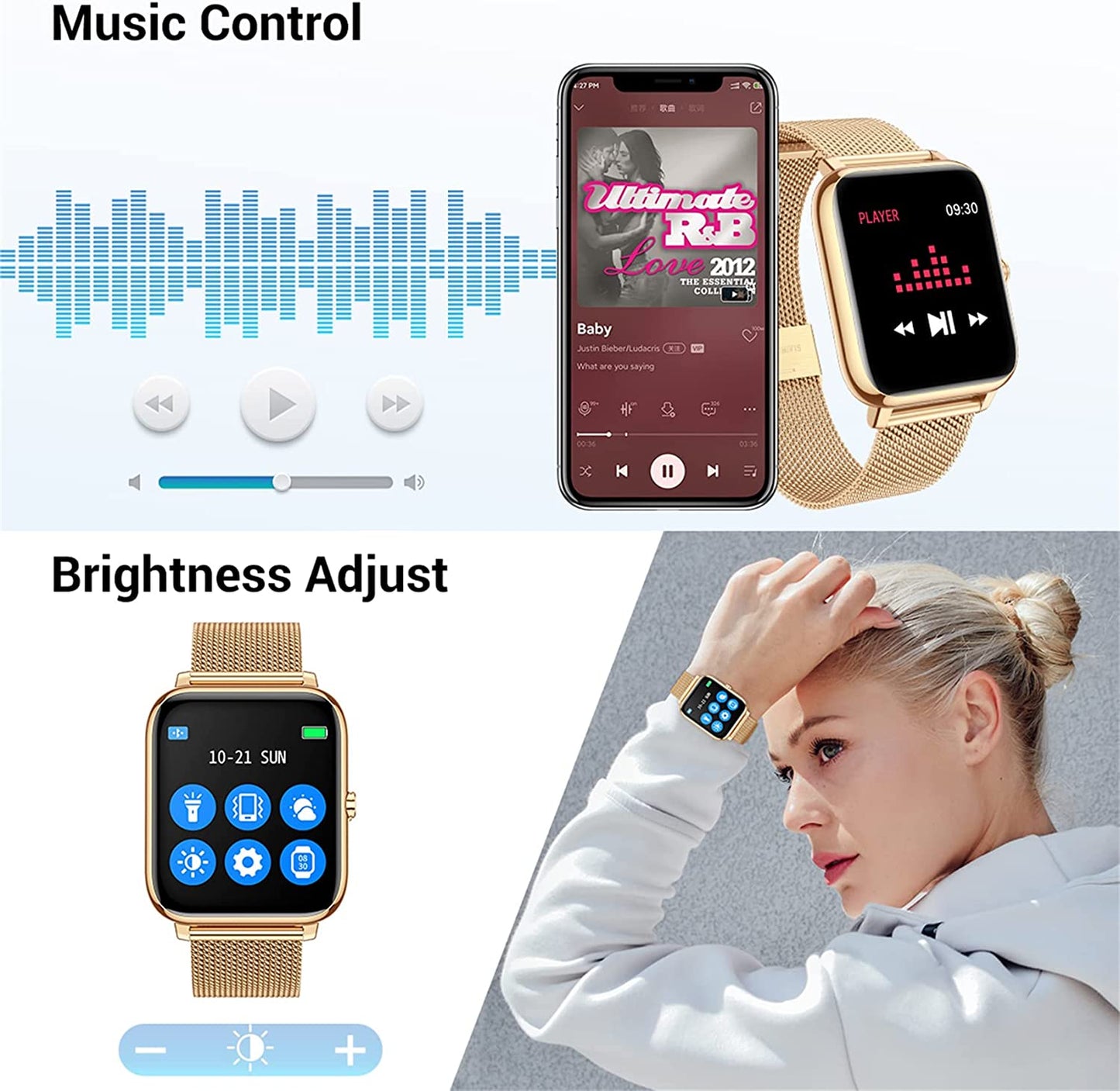 Smart Watch for Android Phones Ios Waterproof Smart Watches for Women Men Sports Digital Watch Fitness Tracker Heart Rate Blood Oxygen Sleep Monitor Touch Screen Compatible Samsung Iphone