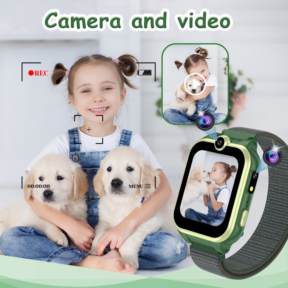 1.54" Smart Watch for Boys Girls Smartwatch for Kids with Dual Camera Games Video MP3 Children Touch Screen Green