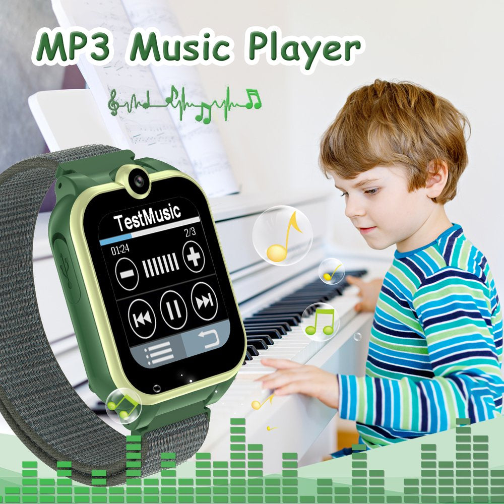 1.54" Smart Watch for Boys Girls Smartwatch for Kids with Dual Camera Games Video MP3 Children Touch Screen Green